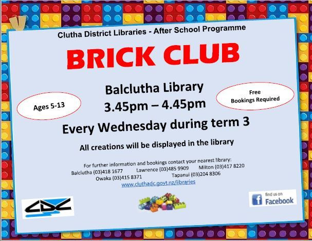 Balclutha Library Brick Club Poster